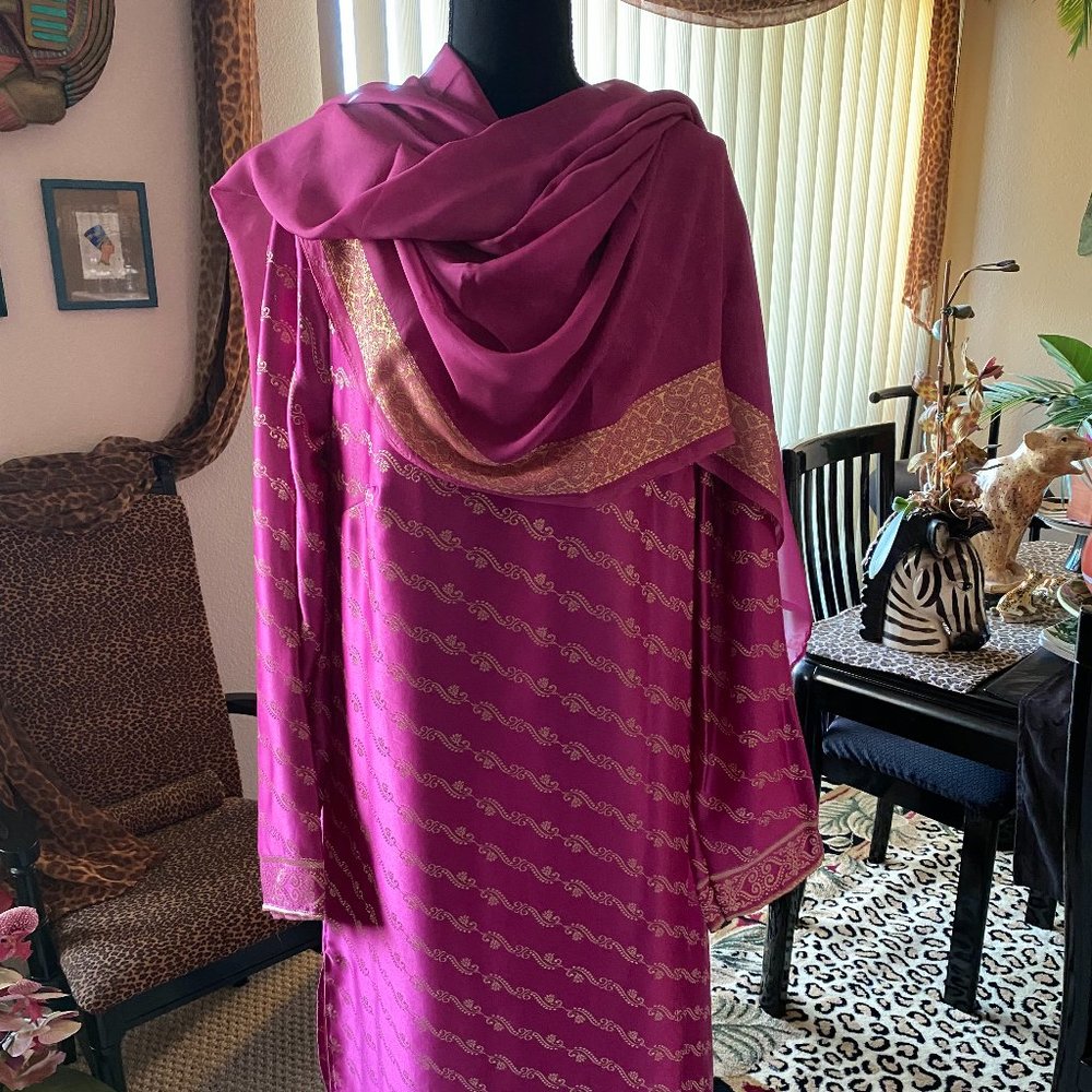 SARI STYLE HANDMADE DRESS WITH MATCHING SCARF